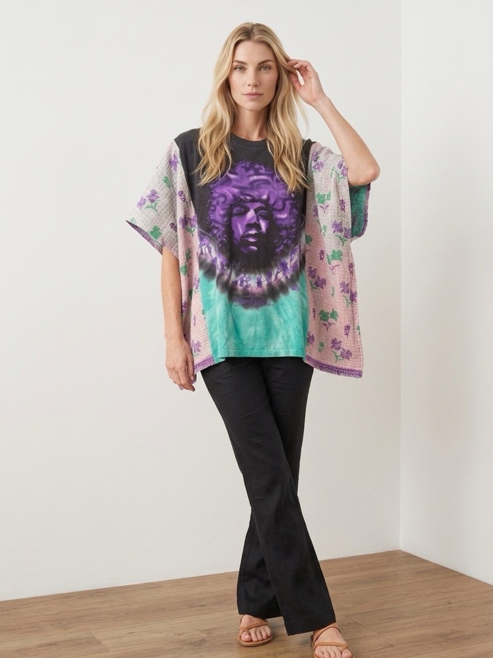 Handcrafted Upcycled Jimi Hendrix Kantha Tunic NWT One Size